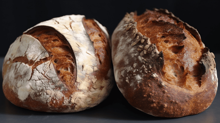 2 pains l'un à côté de l'autre. L'un est artisanal l'autre industriel.