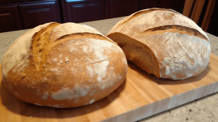 deux pains délicieux et savoureux sur une planche en bois