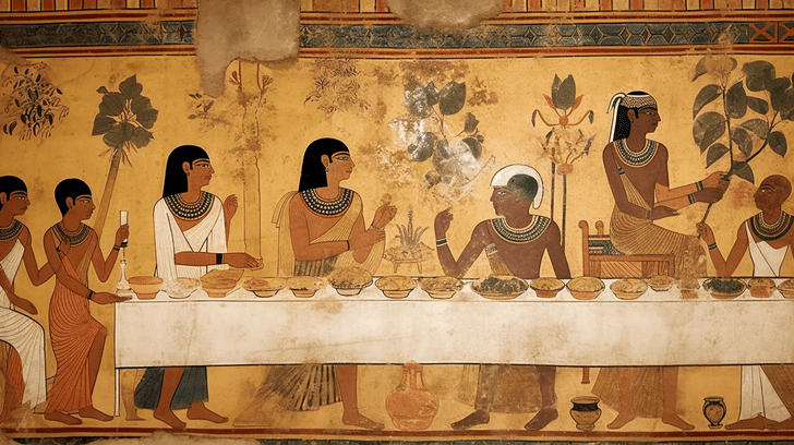 Peinture égyptienne des cérémonies du partage du pain