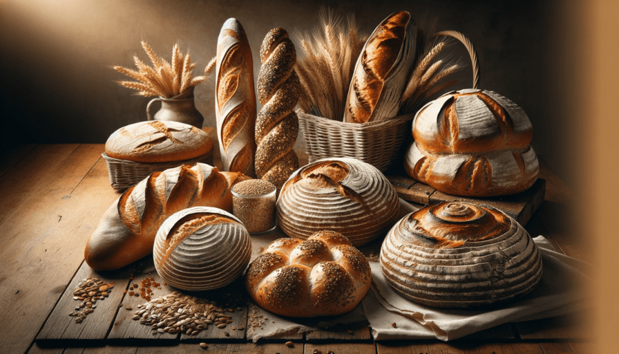 plusieurs pains artisanales savoureux et croustillants